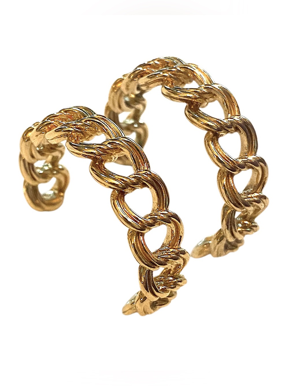 Vintage 90s Gold Chain Link Hoop Earrings